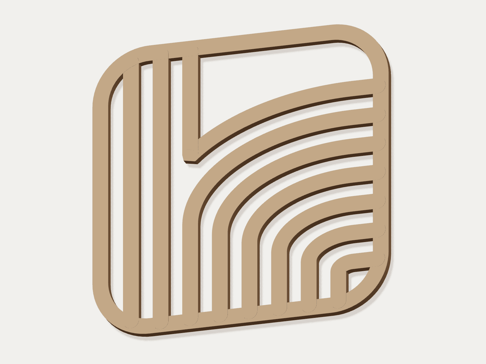 The mark in shallow relief: the tile and its lines raised from the paper as one clay surface.